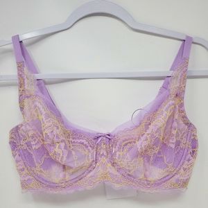 Bloomingdales 36D balconette purple lace bra